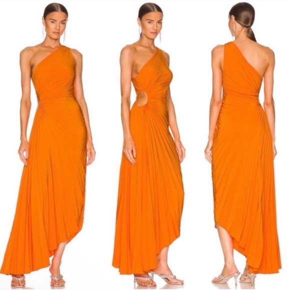 A.L.C. Delfina Dress in Citrus Orange in Size 2 - Picture 2 of 16